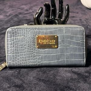 Gold & Gray Faux Crocodile Bebe Wallet